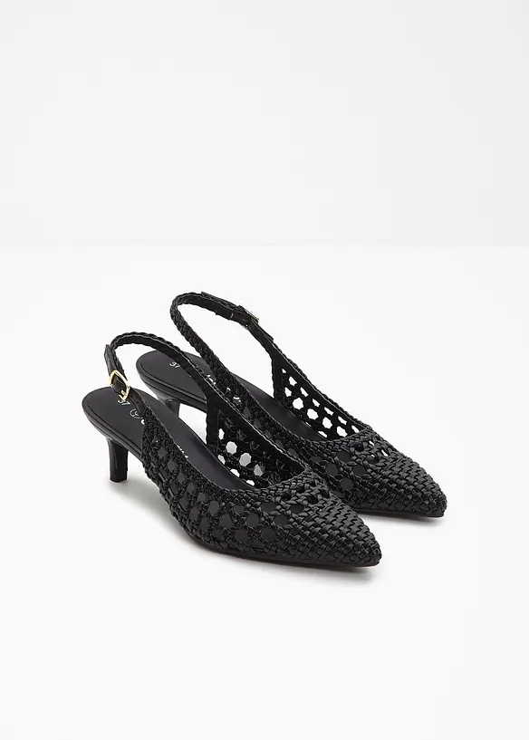 Slingpumps in Flecht-Optik in schwarz - bonprix