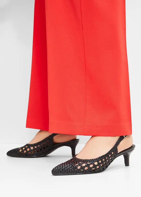 Slingpumps in Flecht-Optik in schwarz - bonprix