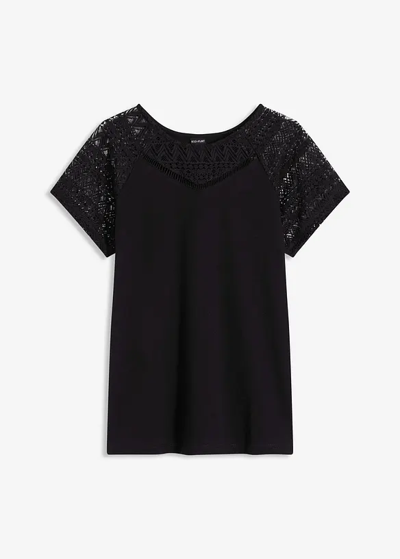 Shirt aus Baumwolle in schwarz von vorne - bonprix Shirt aus Baumwolle in schwarz von vorne - bonprix