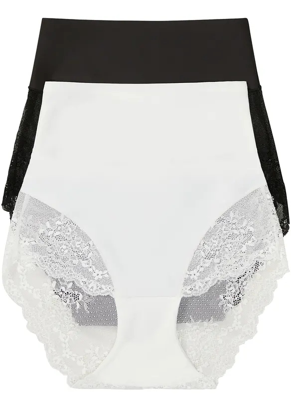 Medium Lasercut Shape Panty (2er Pack) in weiß von vorne - bonprix