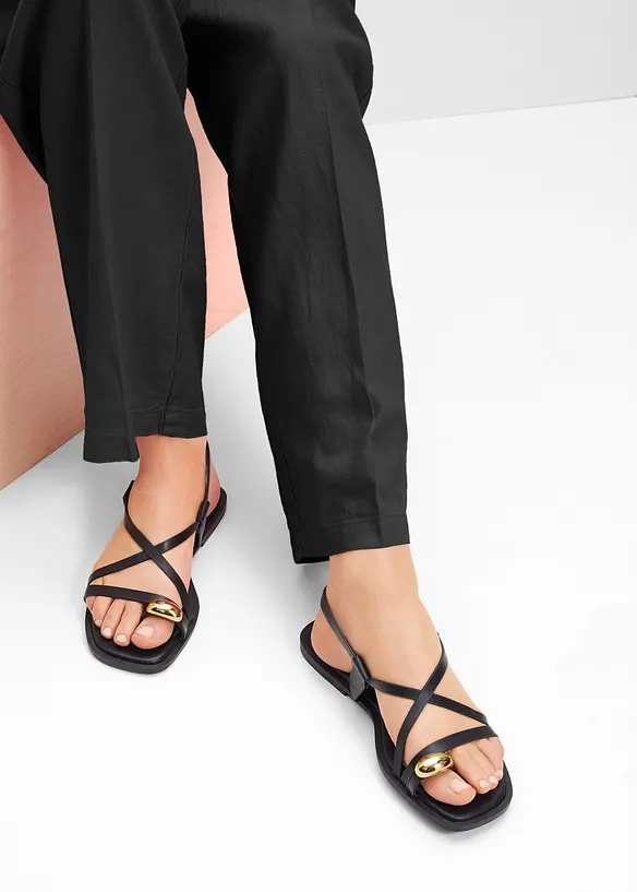 Zehenstegsandalen mit Metallic-Detail in schwarz - bonprix