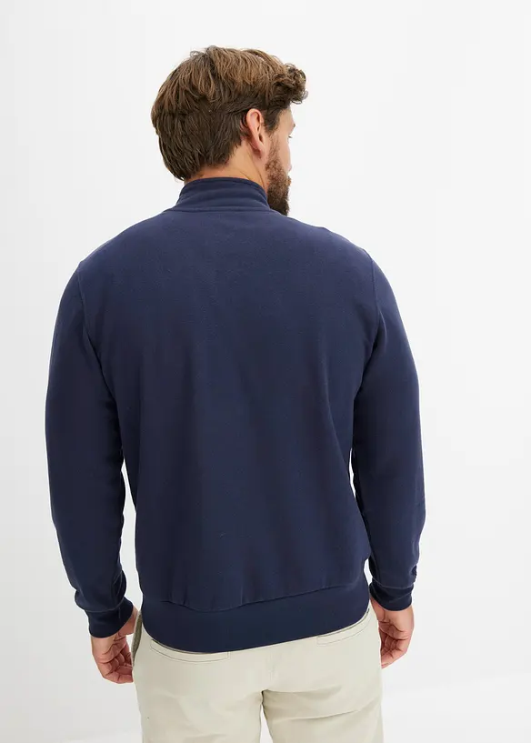 Sweatshirt mit Troyerkragen in blau von hinten (im Anschnitt) - bonprix