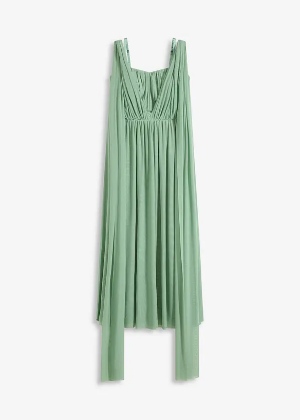 Maxikleid aus Mesh mit Tragevarianten in grün von vorne - bonprix Maxikleid aus Mesh mit Tragevarianten in grün von vorne - bonprix