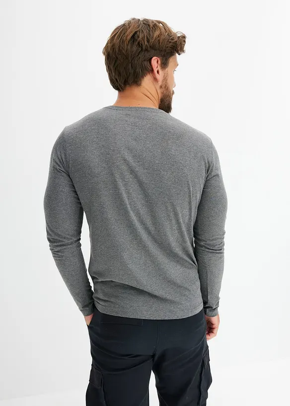 Langarmshirt in Regular Fit (3er Pack) in blau von hinten (im Anschnitt) - bonprix