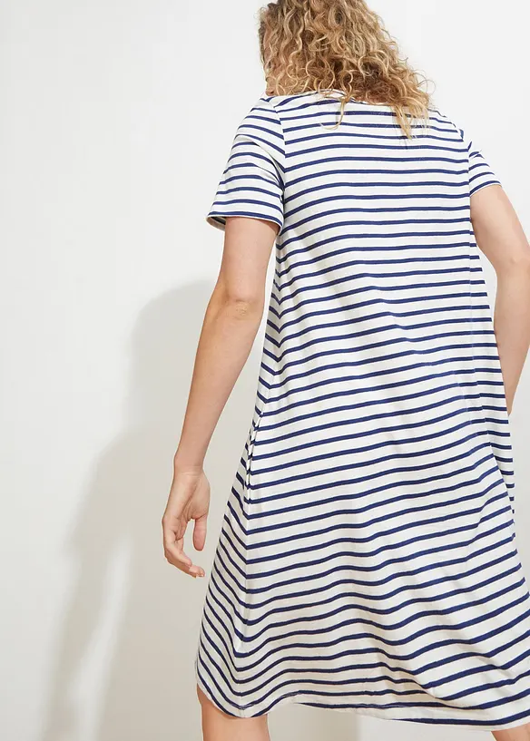 Baumwoll-Shirtkleid aus Flammgarn in weiß von hinten (Totalaufnahme) - bonprix Baumwoll-Shirtkleid aus Flammgarn in weiß von hinten (Totalaufnahme) - bonprix