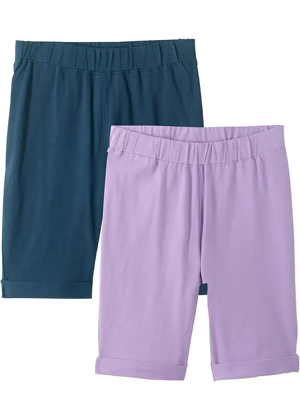 Radlerhose mit Bio-Baumwolle (2er Pack) in lila von vorne - bonprix