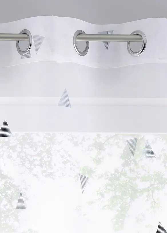 Gardine mit Glanz-Druck (1er Pack) in weiß - bonprix