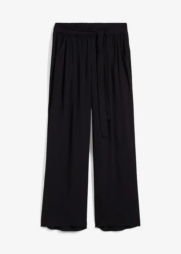 Palazzo-Hose aus softer Viskose in schwarz von vorne - bonprix