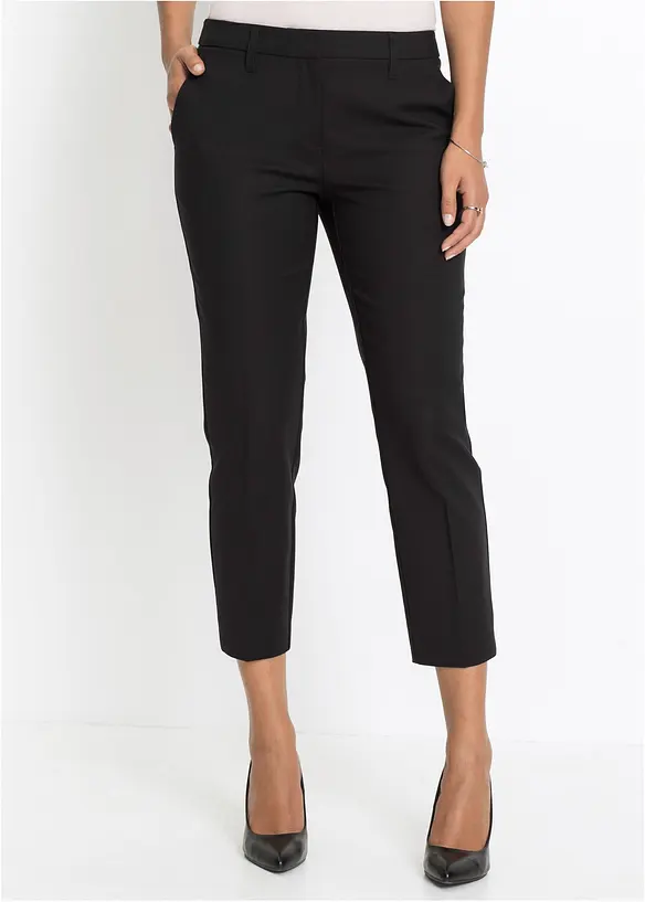 7/8-Hose aus Baumwoll-Stretch in schwarz von vorne - bonprix