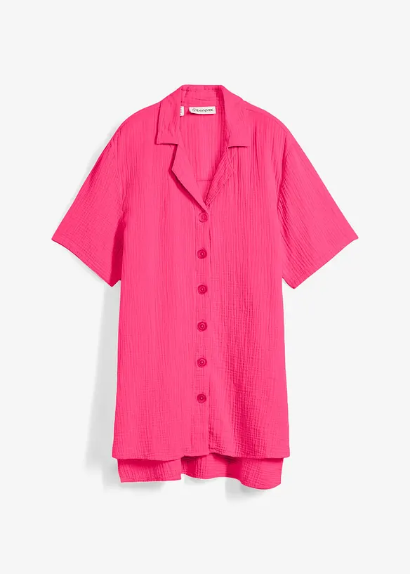 Musselin-Hemdbluse aus reiner Baumwolle in pink von vorne - bonprix Musselin-Hemdbluse aus reiner Baumwolle in pink von vorne - bonprix