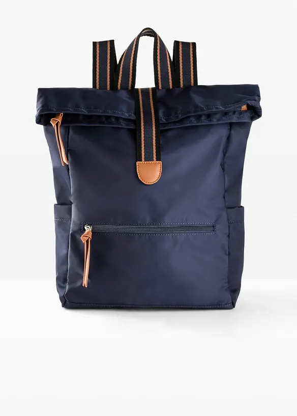 Rucksack mit Kontrastdetails in blau von vorne - bonprix