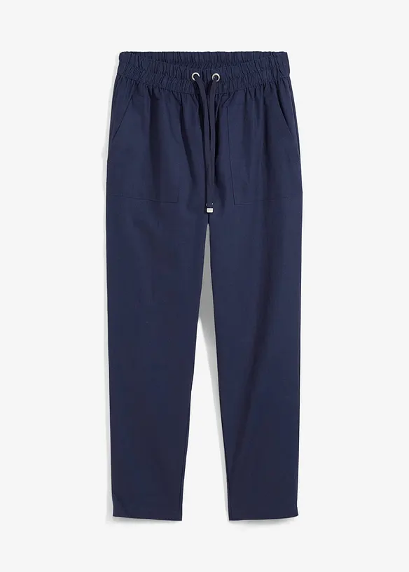 Schlupfhose aus luftigem Leinen-Baumwoll-Mix in blau von vorne - bonprix