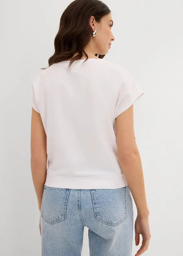Kurzes T-Shirt aus reiner Bio-Baumwolle in weiß von hinten (im Anschnitt) - bonprix Kurzes T-Shirt aus reiner Bio-Baumwolle in weiß von hinten (im Anschnitt) - bonprix
