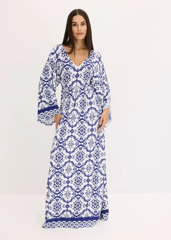 Maxikleid aus softem Viskose-Mix in weiß von vorne (Totalaufnahme) - bonprix