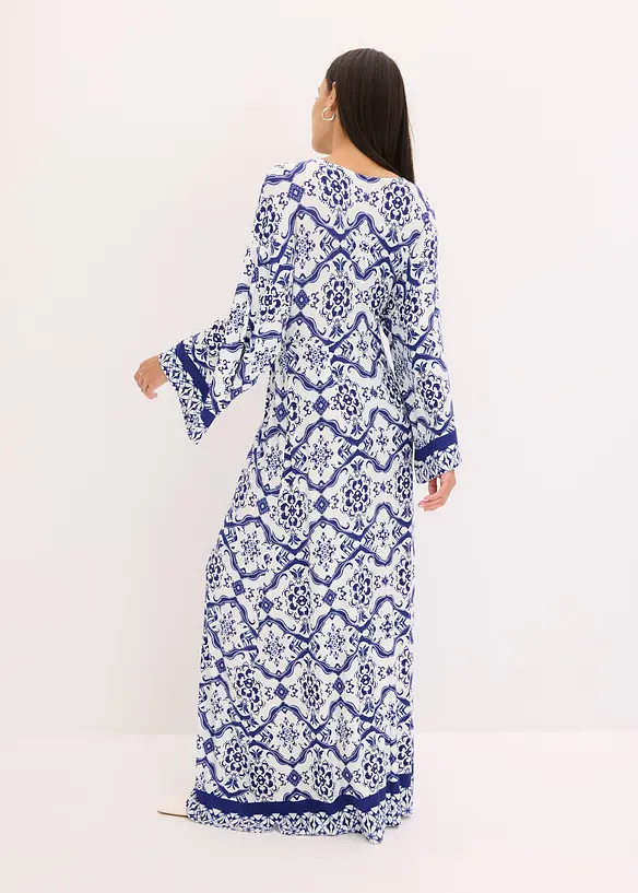 Maxikleid aus softem Viskose-Mix in weiß von hinten (Totalaufnahme) - bonprix