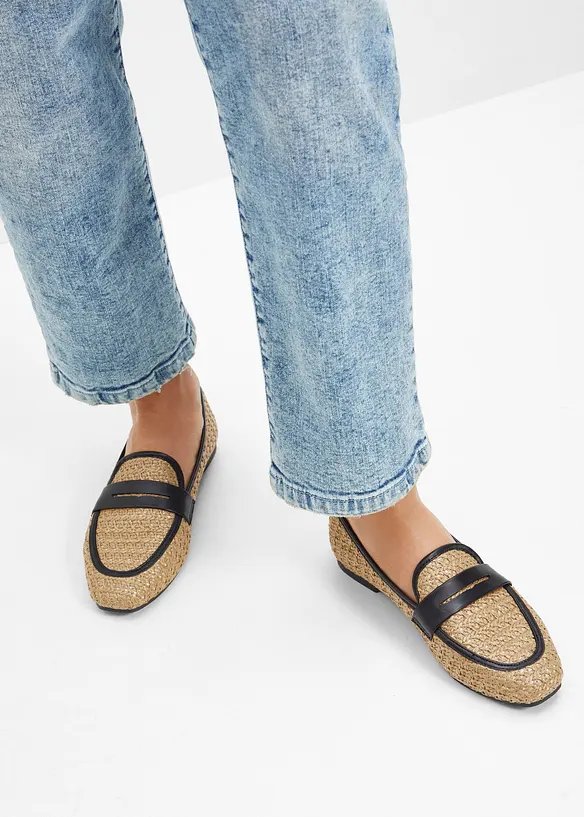 Penny-Loafer in Stroh-Optik in beige - bonprix