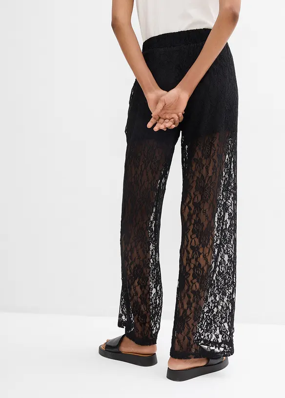 Schlupfhose mit Spitze in schwarz von hinten - bonprix Schlupfhose mit Spitze in schwarz von hinten - bonprix
