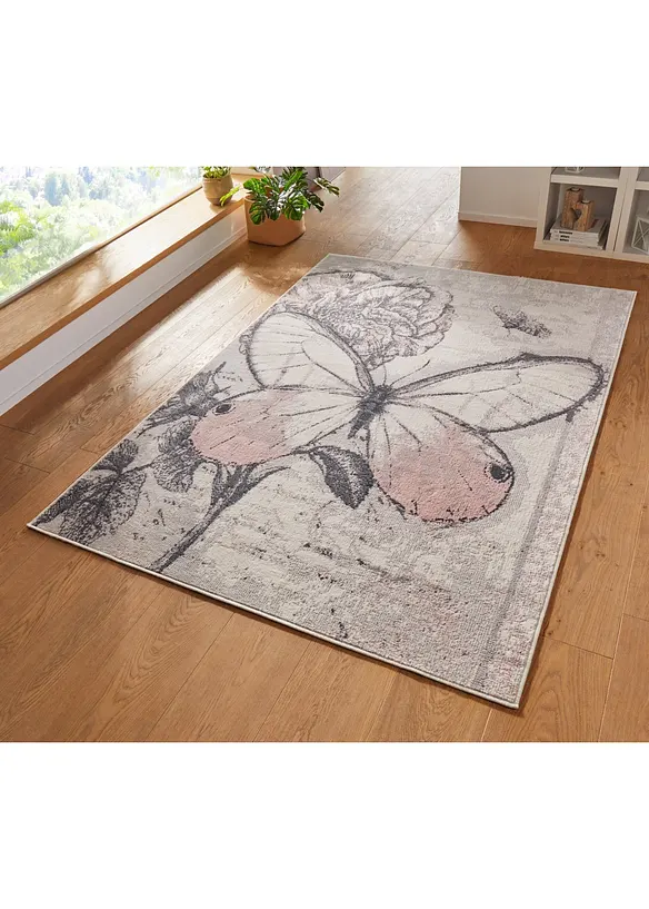Teppich mit großem Schmetterling in rosa (Ambiente) - bonprix Teppich mit großem Schmetterling in rosa (Ambiente) - bonprix
