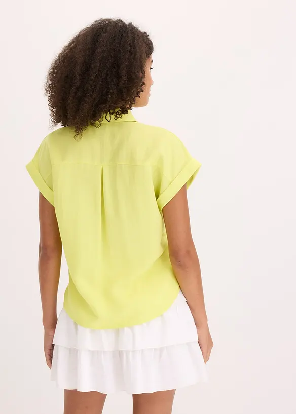 Hemdbluse aus fließendem Lyocell-Mix in gelb von hinten (im Anschnitt) - bonprix
