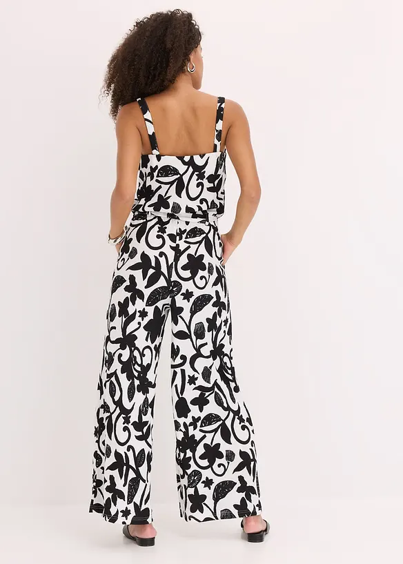 bedruckter Jumpsuit aus strukturiertem Jersey in weiß von hinten (Totalaufnahme) - bonprix bedruckter Jumpsuit aus strukturiertem Jersey in weiß von hinten (Totalaufnahme) - bonprix