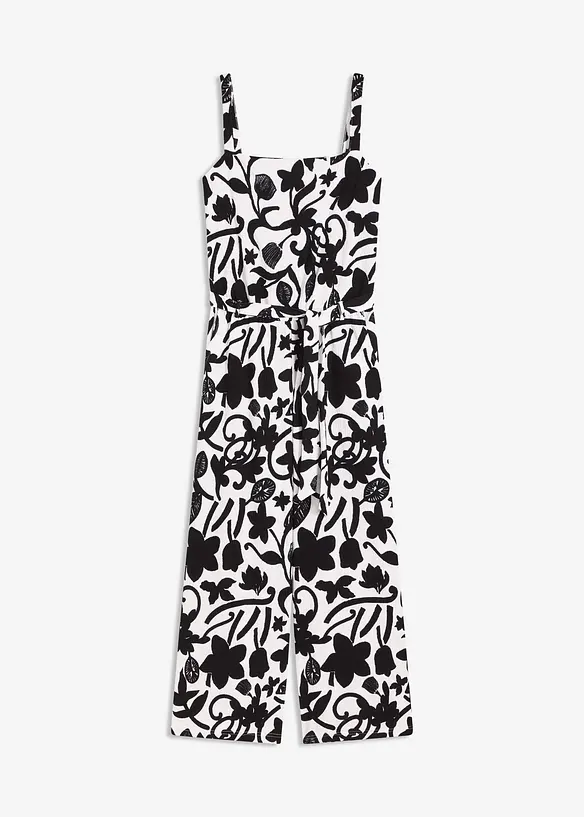 bedruckter Jumpsuit aus strukturiertem Jersey in weiß von vorne - bonprix bedruckter Jumpsuit aus strukturiertem Jersey in weiß von vorne - bonprix