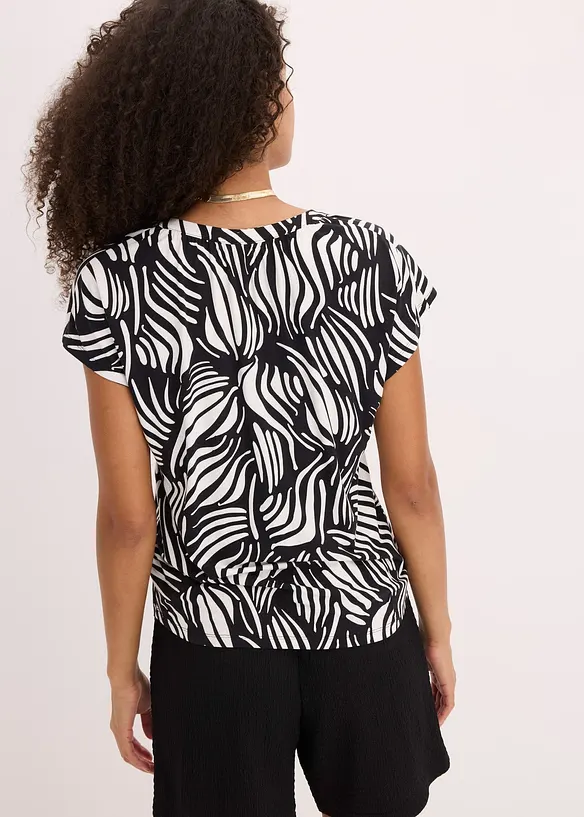 Henleyshirt aus softem Viskose-Mix in schwarz von hinten (im Anschnitt) - bonprix Henleyshirt aus softem Viskose-Mix in schwarz von hinten (im Anschnitt) - bonprix