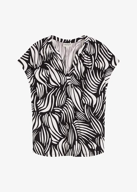 Henleyshirt aus softem Viskose-Mix in schwarz von vorne - bonprix Henleyshirt aus softem Viskose-Mix in schwarz von vorne - bonprix
