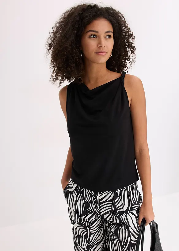 Top mit Twist-Detail in schwarz von vorne (im Anschnitt) - bonprix