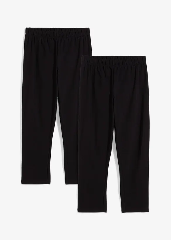 Capri-Leggings aus Bio-Baumwoll-Mix (2er Pack) in schwarz von vorne - bonprix