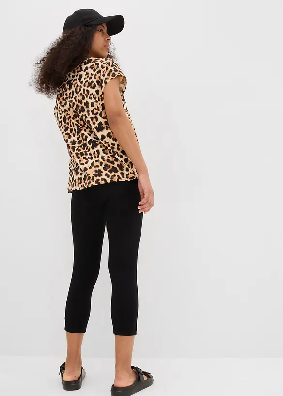 Capri-Leggings aus Bio-Baumwoll-Mix (2er Pack) in schwarz von hinten - bonprix