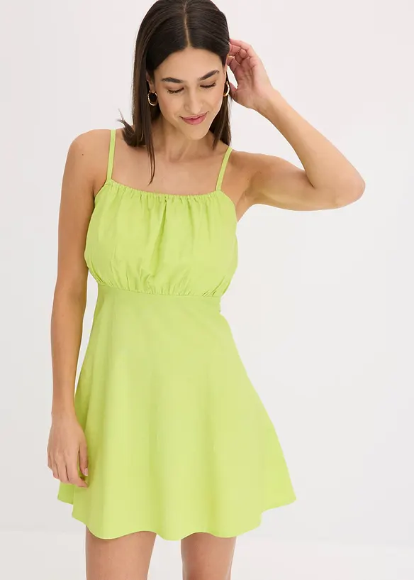 Minikleid aus reiner Bio-Baumwolle in gelb von vorne (Totalaufnahme) - bonprix Minikleid aus reiner Bio-Baumwolle in gelb von vorne (Totalaufnahme) - bonprix