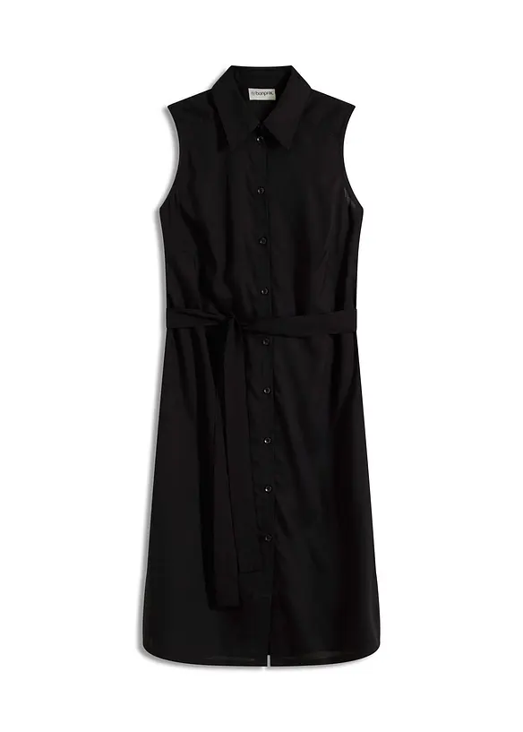 Hemdblusenkleid aus Viskose in schwarz von vorne - bonprix