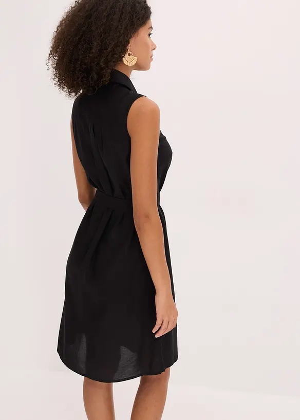Hemdblusenkleid aus Viskose in schwarz von hinten (Totalaufnahme) - bonprix