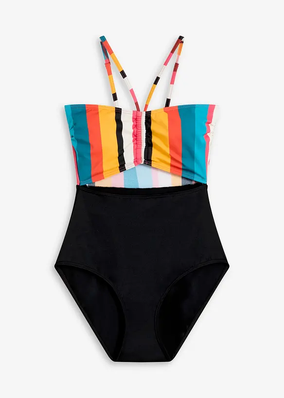 Bandeau-Badeanzug in schwarz von vorne - bonprix