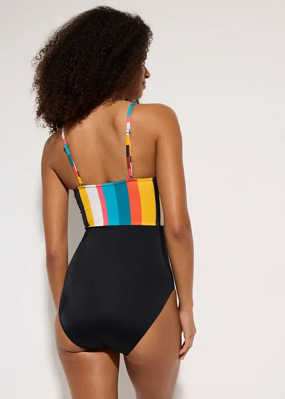Bandeau-Badeanzug in schwarz von hinten (Totalaufnahme) - bonprix