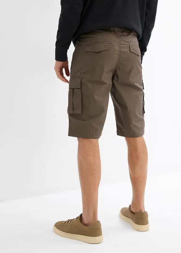 Cargo-Bermuda aus reiner Baumwolle in Relaxed-Fit in grün von hinten - bonprix