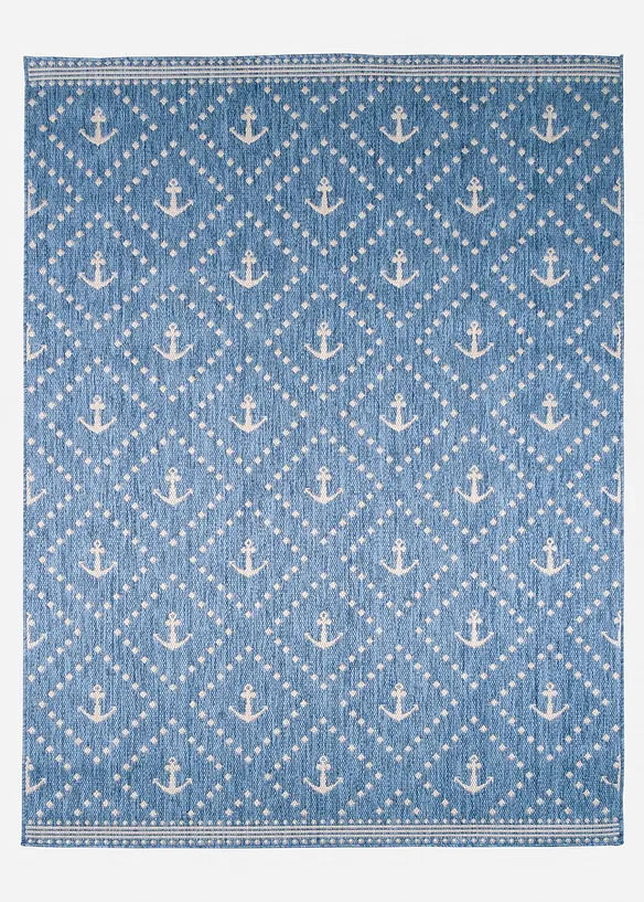 In-und Outdoor Teppich mit Anker Motiv in blau - bonprix
