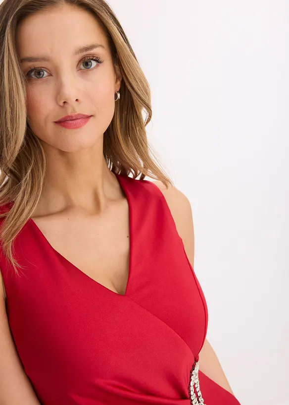 Jerseykleid mit Strassstein-Applikation in rot (Detailaufnahme) - bonprix