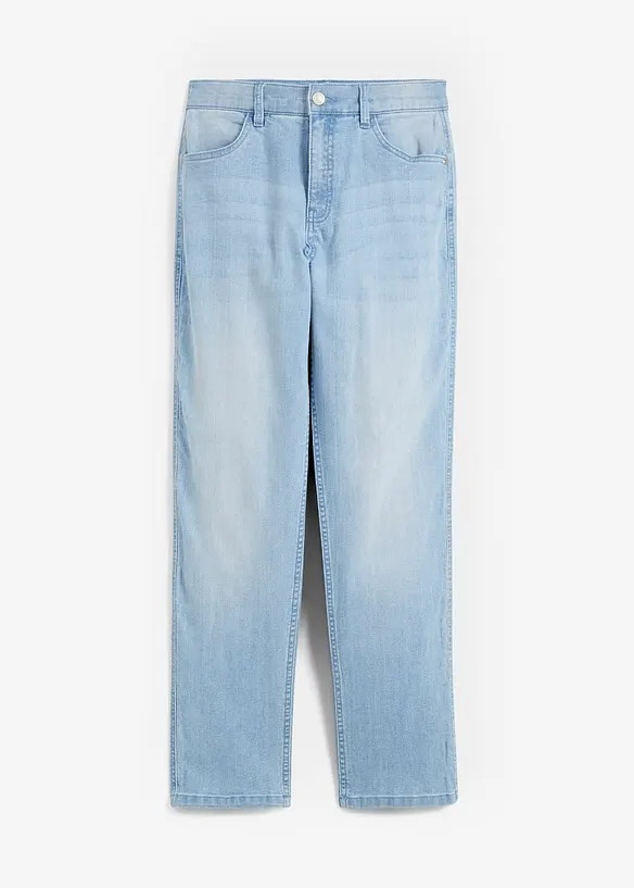 Loose-Fit Stretch-Jeans mit verstellbarem Bund, Straight in blau von vorne - bonprix