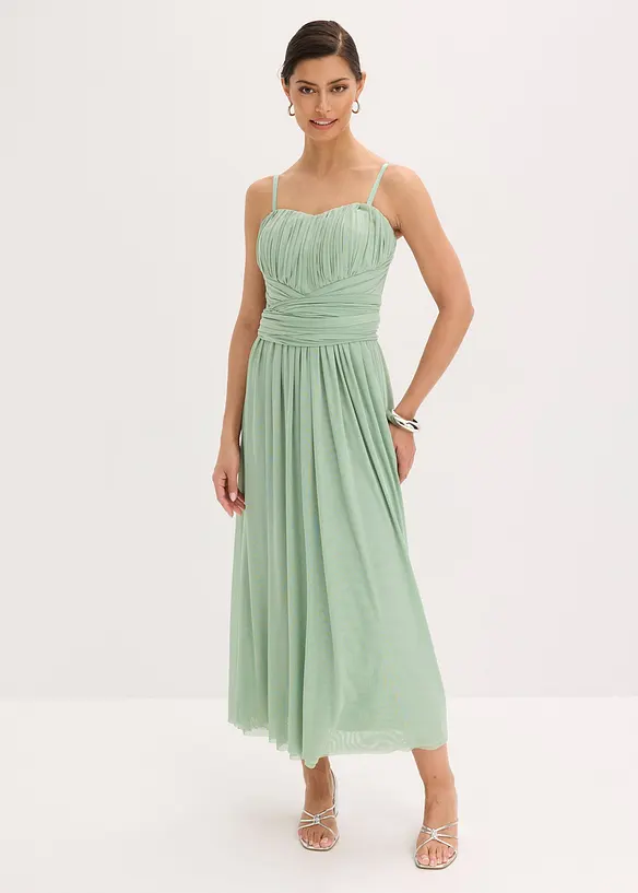 Maxikleid aus Mesh mit Tragevarianten in grün von vorne (Totalaufnahme) - bonprix Maxikleid aus Mesh mit Tragevarianten in grün von vorne (Totalaufnahme) - bonprix