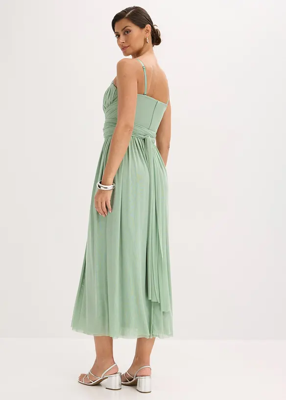 Maxikleid aus Mesh mit Tragevarianten in grün von hinten (Totalaufnahme) - bonprix Maxikleid aus Mesh mit Tragevarianten in grün von hinten (Totalaufnahme) - bonprix