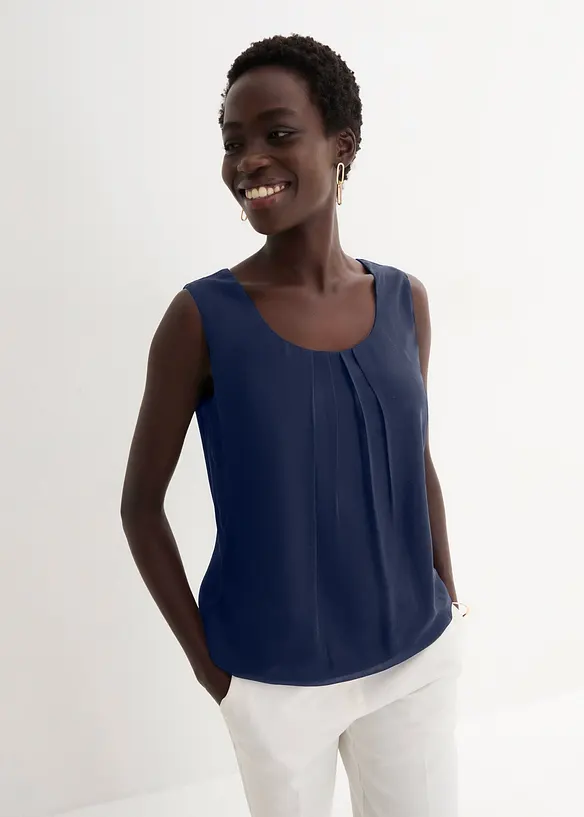 Blusentop in blau von vorne (im Anschnitt) - bonprix Blusentop in blau von vorne (im Anschnitt) - bonprix
