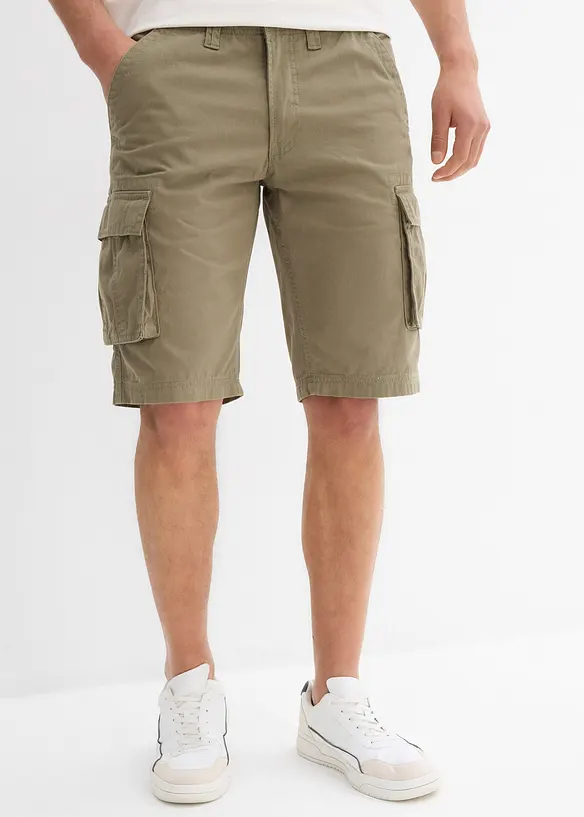 Cargo-Bermuda aus Baumwolle in Relaxed Fit in grün von vorne - bonprix