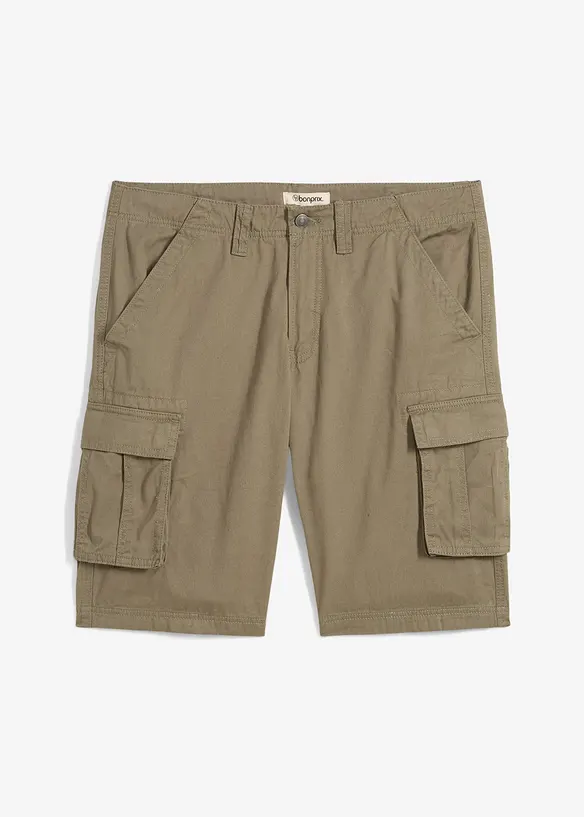 Cargo-Bermuda aus Baumwolle in Relaxed Fit in grün von vorne - bonprix