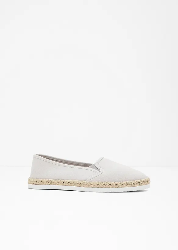 Espadrilles in Bast-Optik in grau von vorne - bonprix