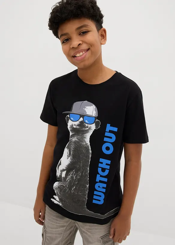 T-Shirt mit Bio-Baumwolle in grau von vorne (im Anschnitt) - bonprix