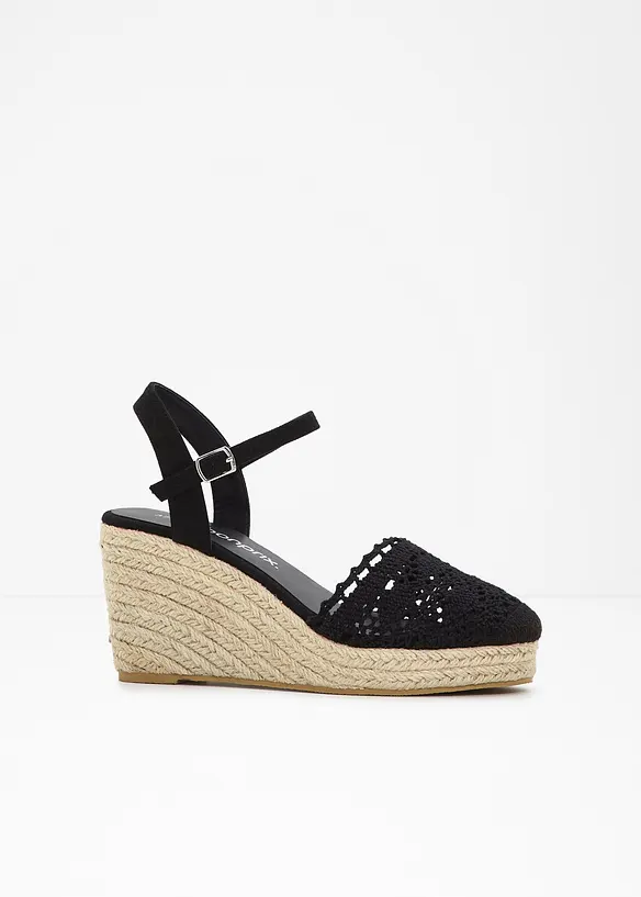 Keilpumps in Häkel-Optik in schwarz - bonprix Keilpumps in Häkel-Optik in schwarz - bonprix