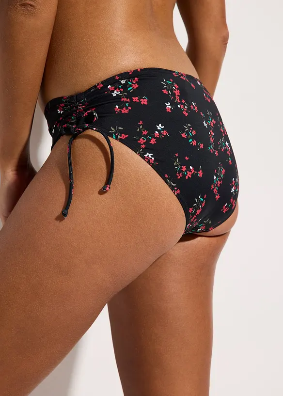 Bikinihose (2er Pack) mit seitlicher Schnürung in schwarz von hinten - bonprix