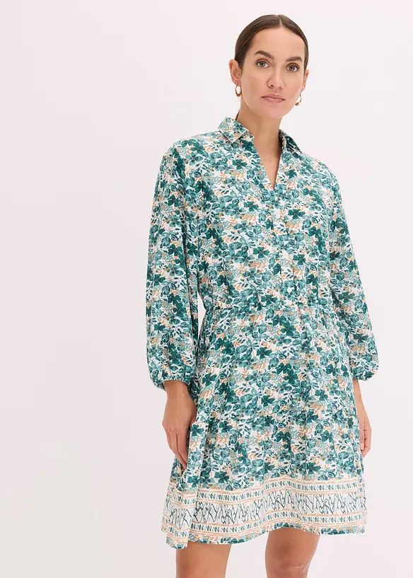 Kleid im Leinen-Look in weiß von vorne (Totalaufnahme) - bonprix Kleid im Leinen-Look in weiß von vorne (Totalaufnahme) - bonprix