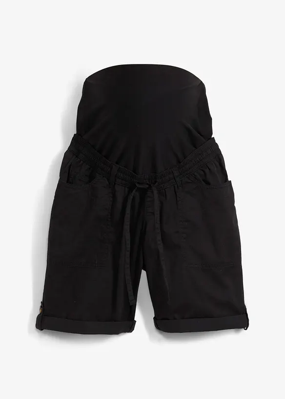 Krempelbare 2-in-1 Umstandsbermuda und Shorts in schwarz von vorne - bonprix Krempelbare 2-in-1 Umstandsbermuda und Shorts in schwarz von vorne - bonprix